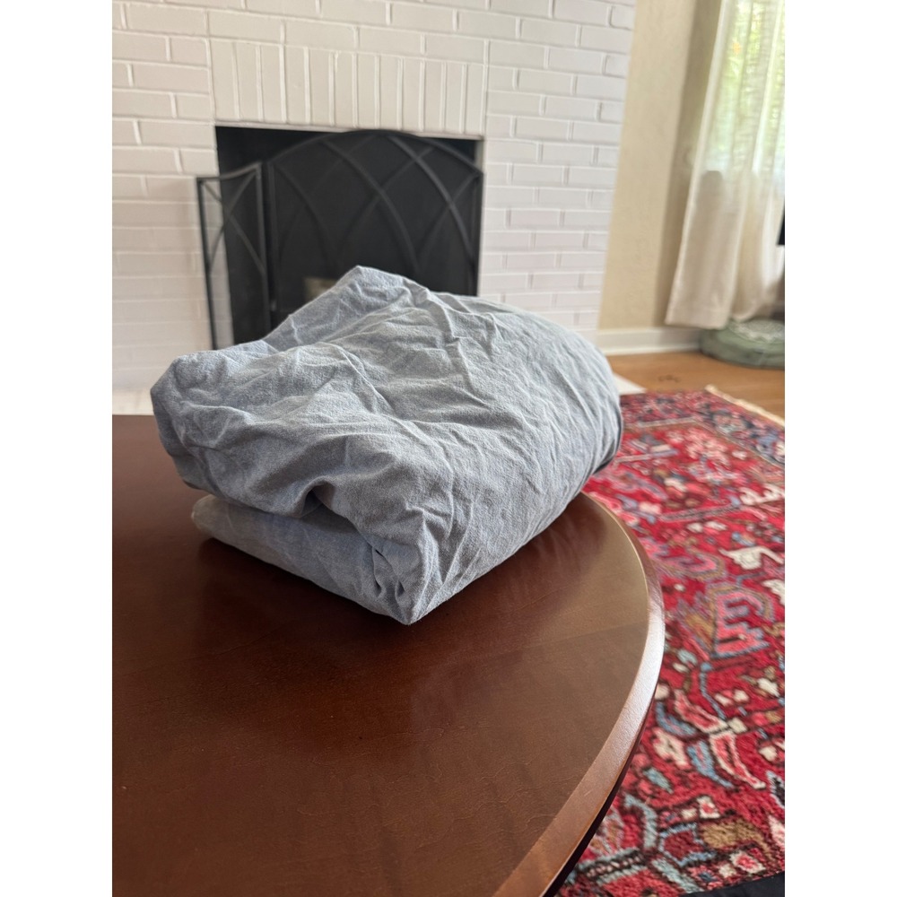 Ralph Lauren Home Blue Chambray 100% Cotton Fitted Bottom Sheet Queen Size USA